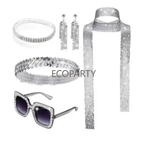 Jaren 70 Disco Party Decoraties Disco Oorbellen Bal Kostuum Spiegelbal Ketting En Zonnebril Rave Party Accessoires 6 Delige Set