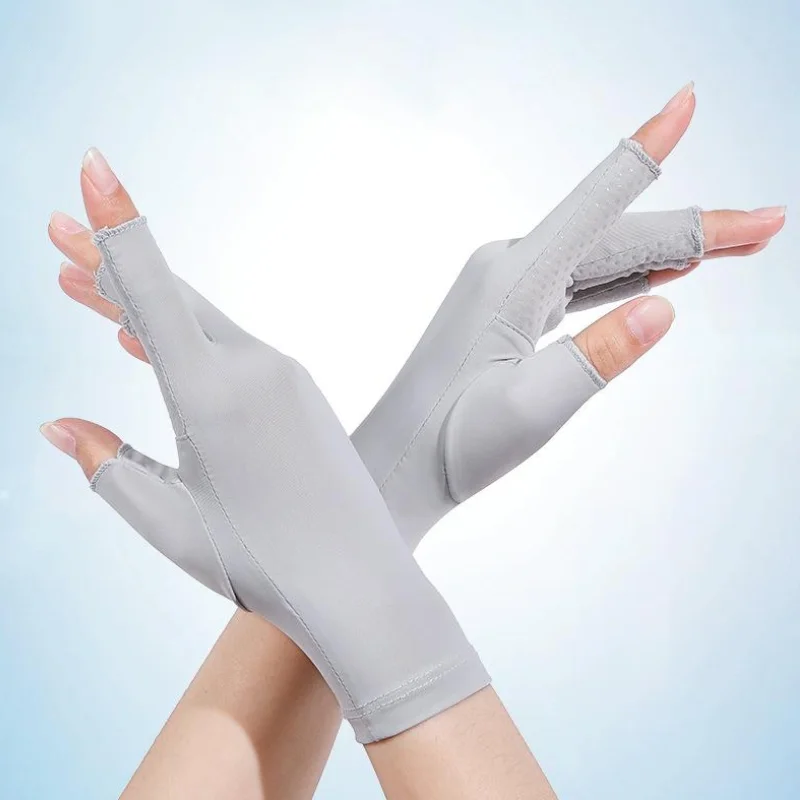 New Half-Finger Summer Sun Protection Upf 50+ Women Glove Fashion Comfortable Anti-Slip Elatic Cool-Feeling Men Gloves Driving