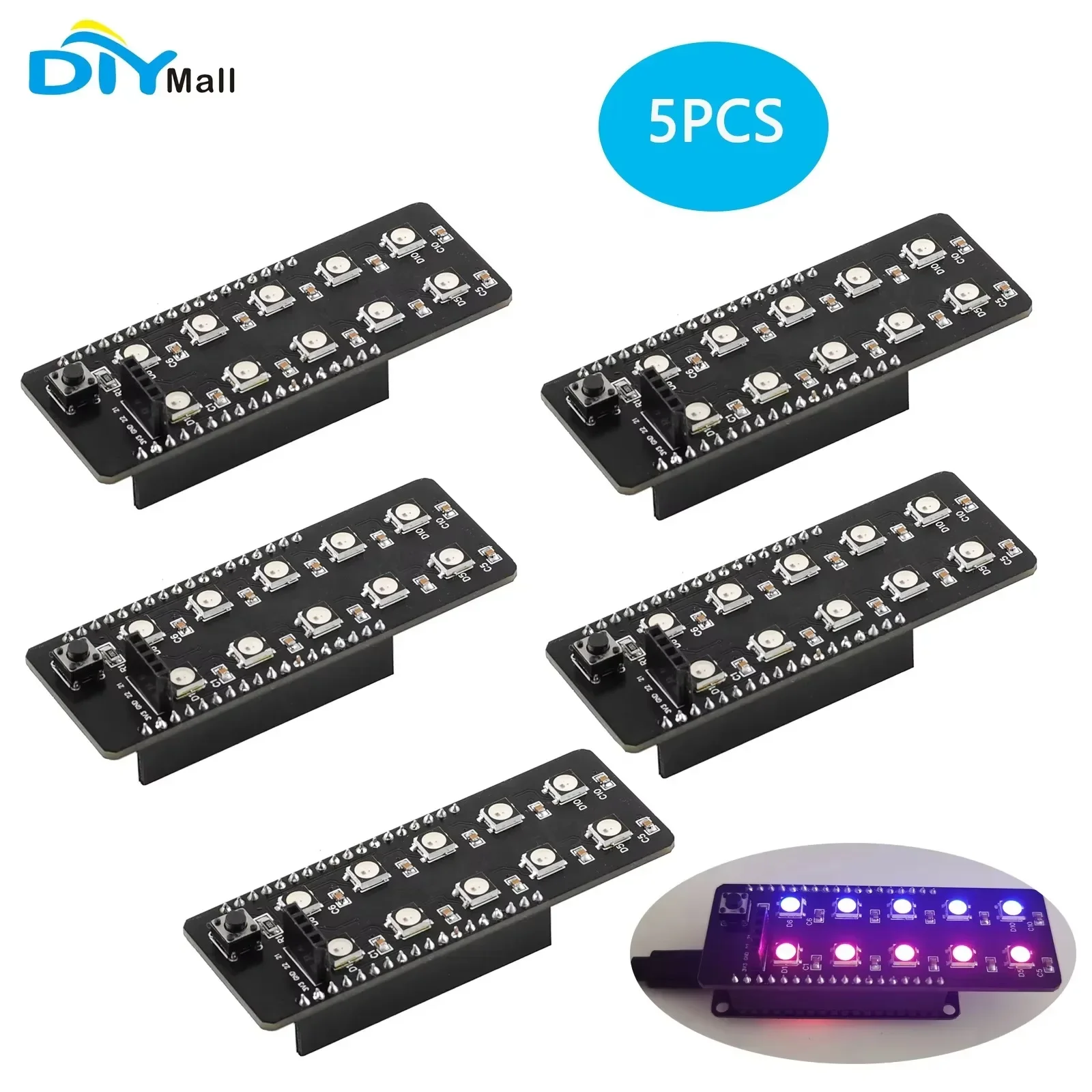 5Pcs/Lot WS2812 Addressable RGB LED Shield for ESP32 DEVKIT DOIT V1 GY-1-5V Humidity Temperature Pressure Sensor