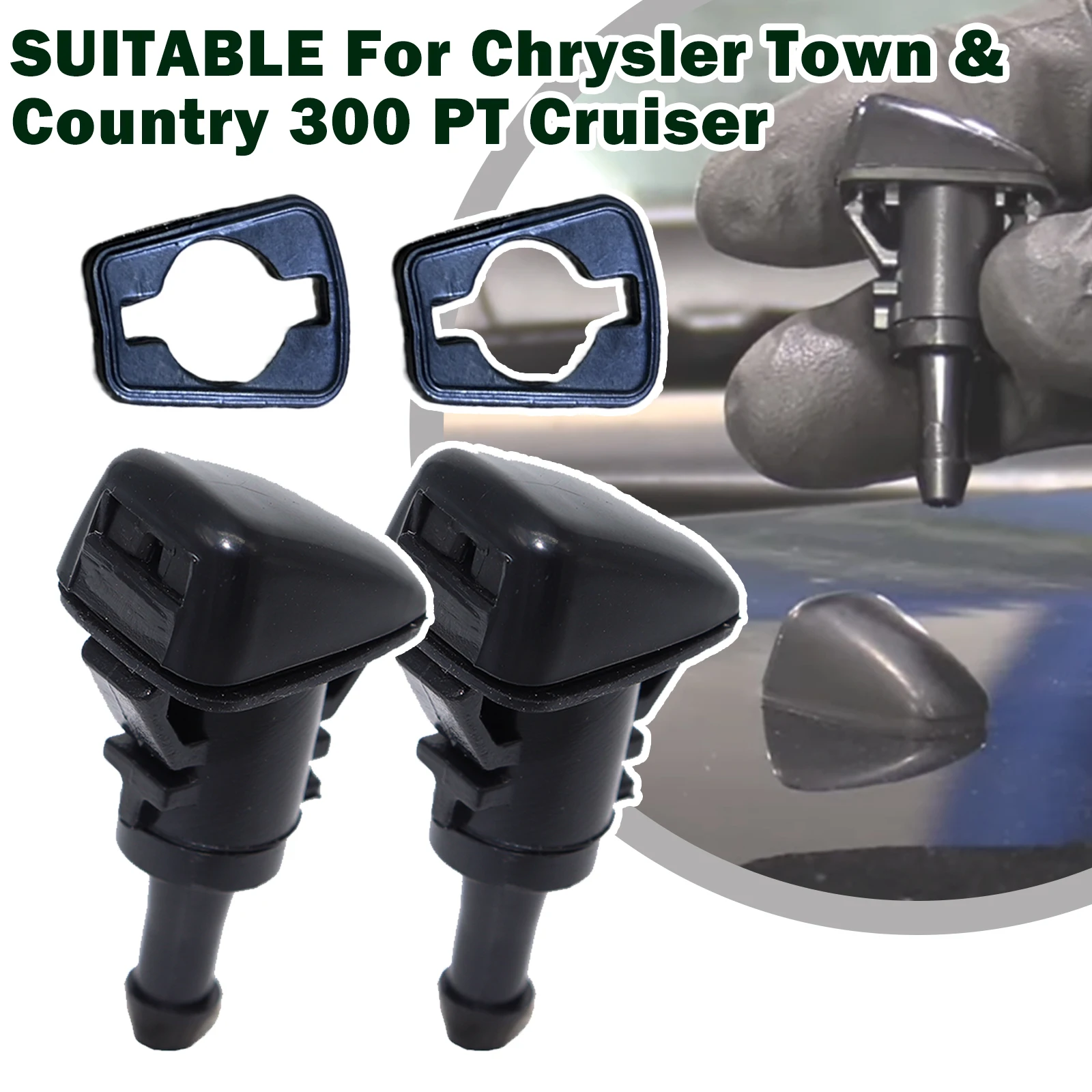 

2Pcs Windshield Washer Wiper Nozzles Spray Jet For Chrysler Dodge Avenger Journey Caliber Jeep Compass Grand Cherokee 5303833AA