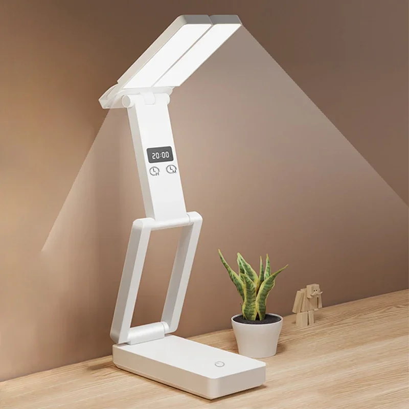 Portable Foldable Lamp With Clock USB Charging Type Fold LED Studing Lamp Energy Saving Rechargeable for Room LED Reading Light