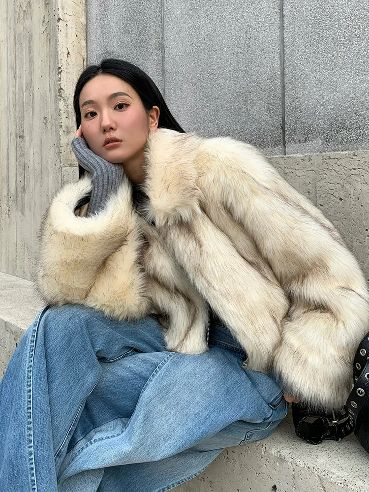 

Faionable ort Fur Coat Women's Loose Winter Outerwear Korean Sle Plu Cotton Top Trendy And Sli Outerwear