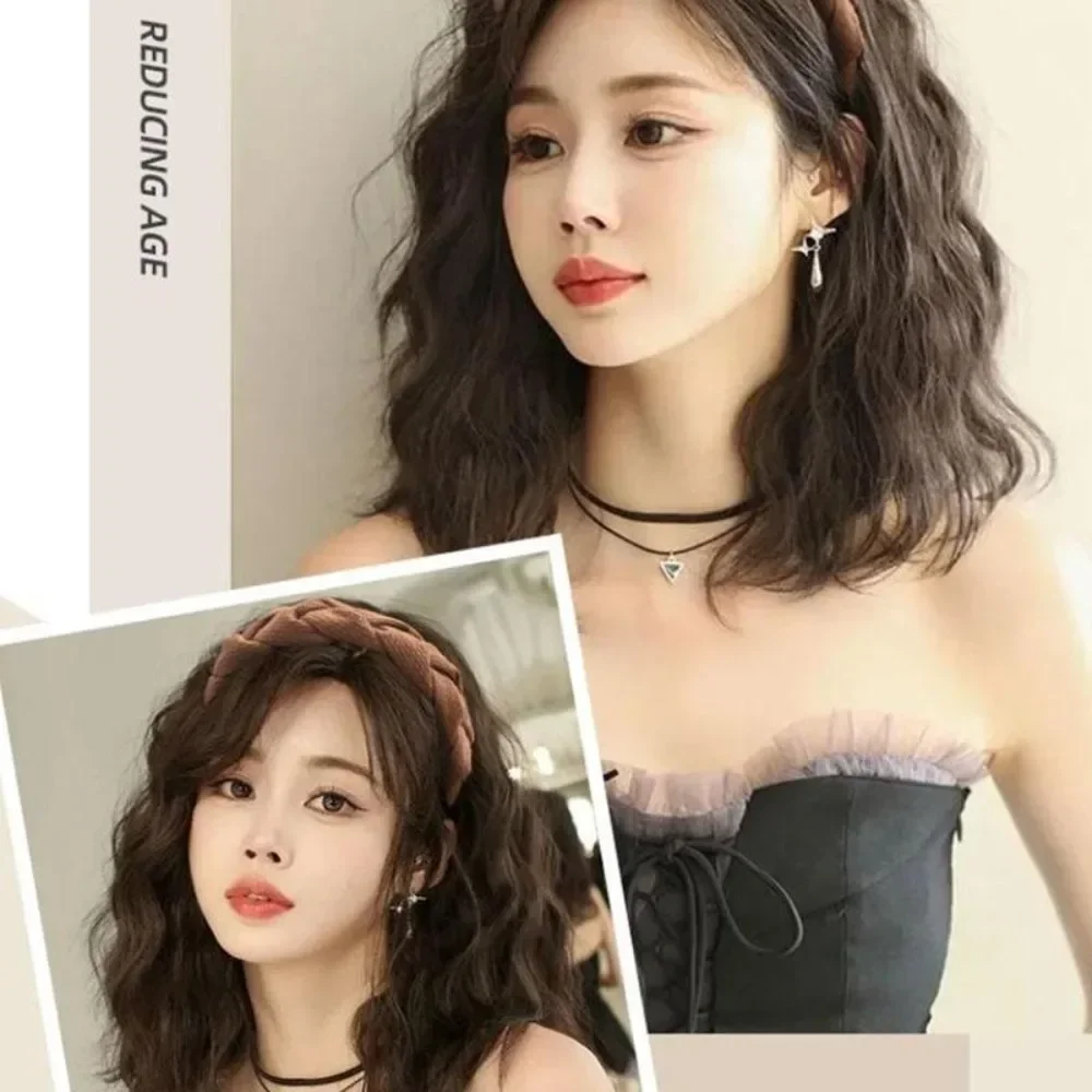 

Милая длинная волнистая вьющаяся повязка на голову U-образная натуральная заколка для парика, наращивание волос, синтетические женские шиньоны