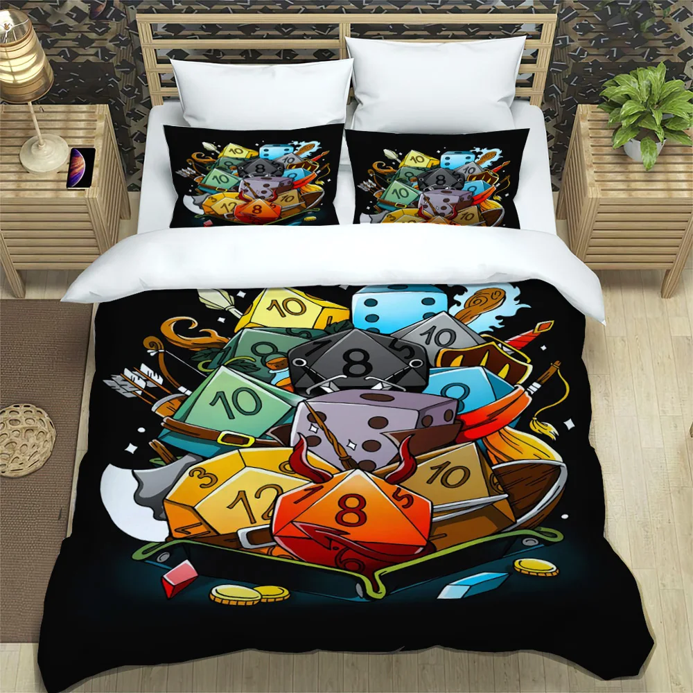 Dungeons Dice Duvet Cover Comfortable Bedding Set  dice D20 Youth Boys Single/Double Soft Duvet Cover and Pillow Cover