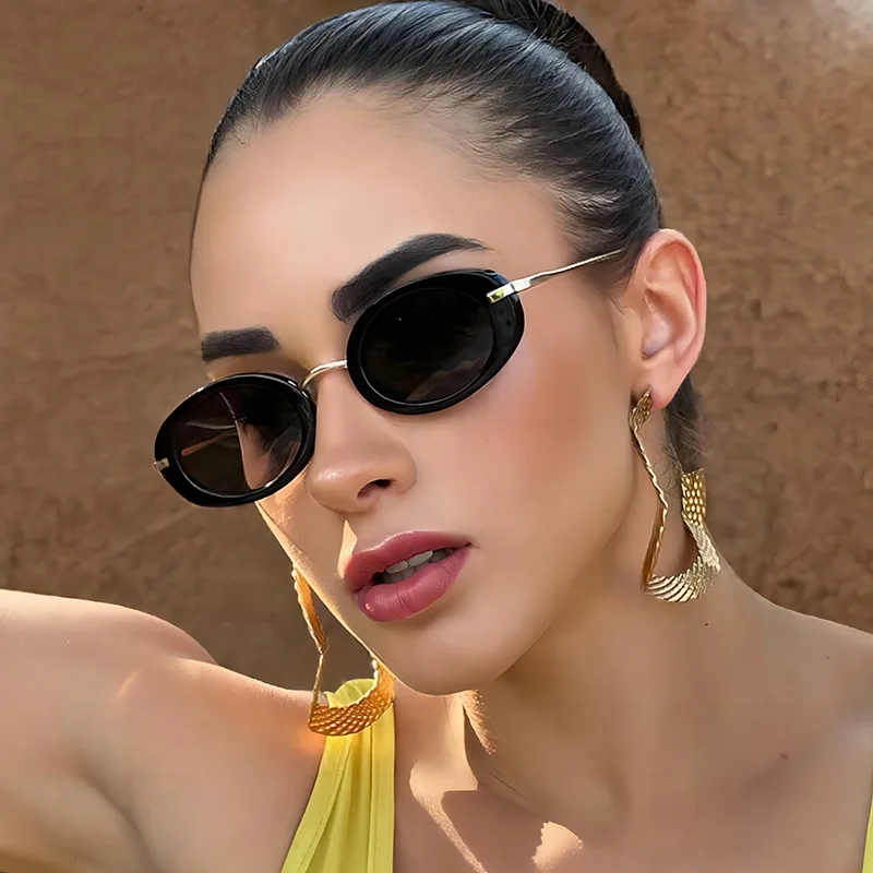 SO&EI Retro Small Oval Women Luxury Sunglasses Fashion Punk Men Trending Gradient Sun Glasses Shades UV400