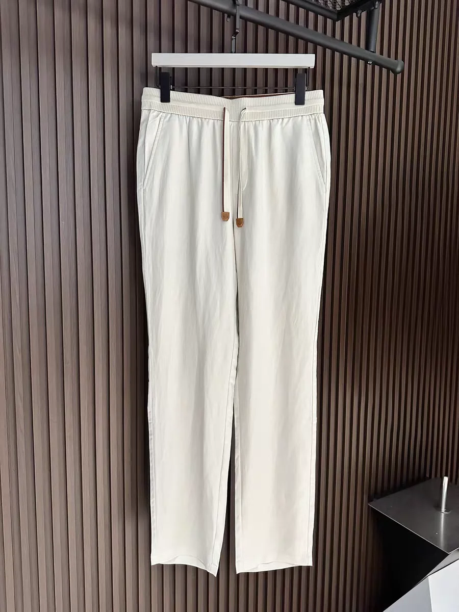 

Мужские повседневные брюки в итальянском винтажном стиле, летние, с эластичным поясом на шнурке, простые, прямые, свободные, из льняной смеси, удобные, прямого кроя.