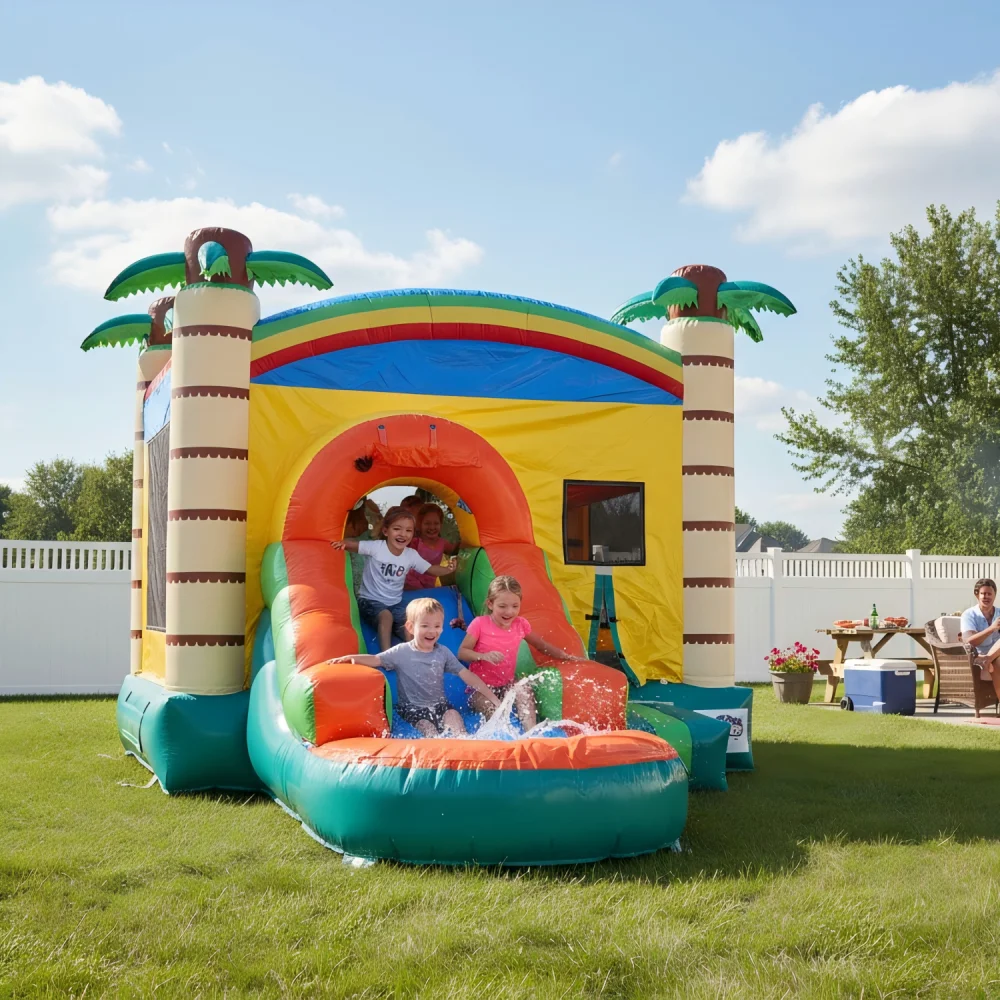 

17FT x 12FT Jungle Adventure Bounce & Water Slide Combo(2-in-1 Dry/Wet) with Blower