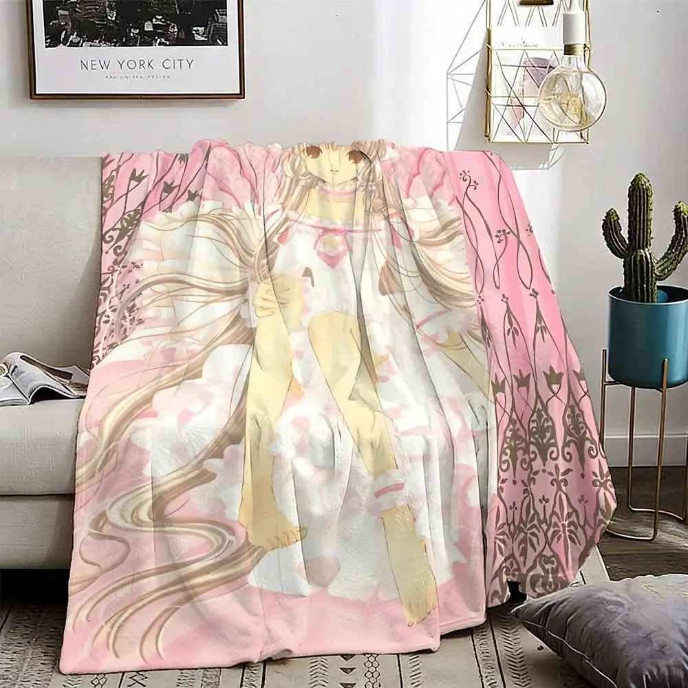 

Classic cute Anime Chobits Throw Lightweight 240g Flannel Blanket Soft Skin-friendly for Summer Cooling