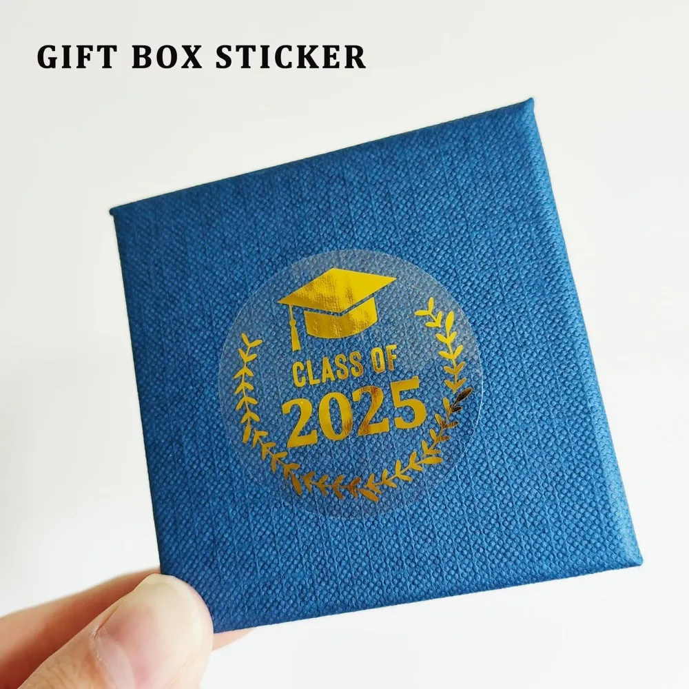 120pcs Gold Foil Class of 2025 Stickers Waterproof DIY Graduation Stickers Transparent Envelope Seals