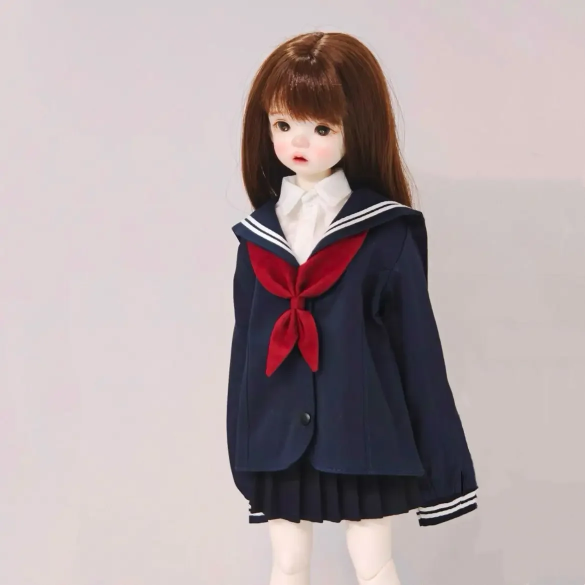 Fashion 1/4 Doll's Clothes Suit for 45cm Bjd Doll Sailor Collar Set Girl Toys Dress Up Play House Gift Doll Accessories, No Doll