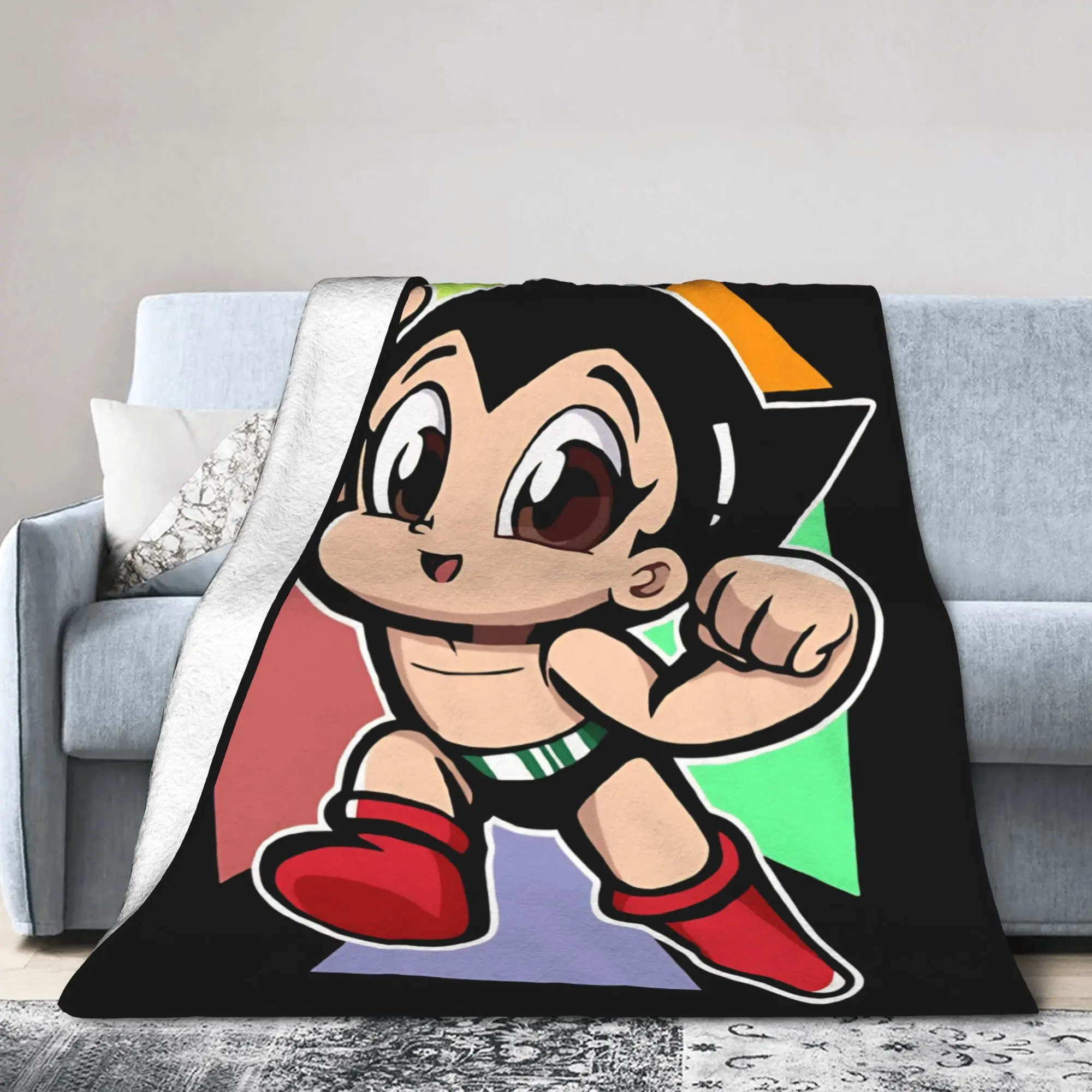 Astroboy Astro Boy Anime Blankets Fleece Spring/Autumn  Breathable Lightweight Throw Blankets for Bed Outdoor Plush Thin Quilt
