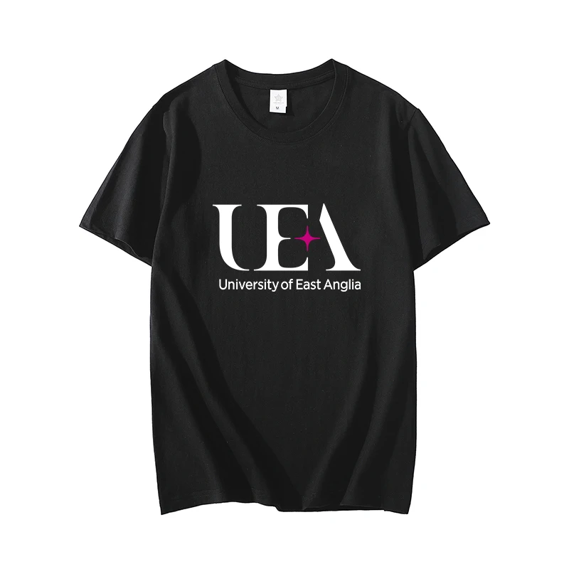 

UEA University of East England Memorial Летние хлопковые футболки для мужчин Простые эластичные однотонные новые топы с круглым вырезом Одежда Повседневная футболка