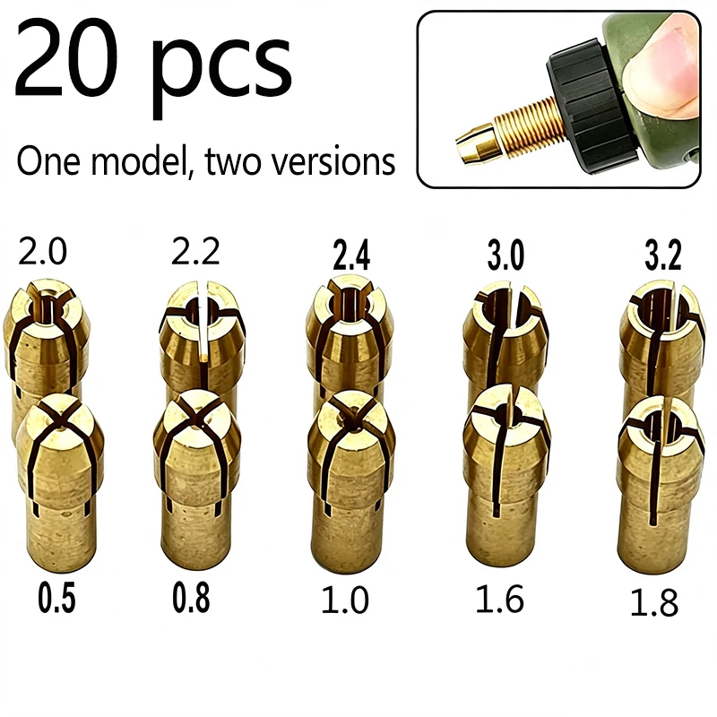Conjunto de 20 Adaptadores de Mandril para Mini Furadeiras: 0.5mm-3.2mm para Ferramentas Rotativas Elétricas - Aumenta a Eficiência e a Qualidade, Ide