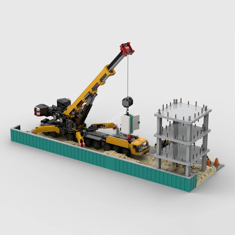 Moc Modular Construction Site Display for Sets:60409+60401+952403 Diorama Bricks City Crane Scene Building Blocks Blocks Toys