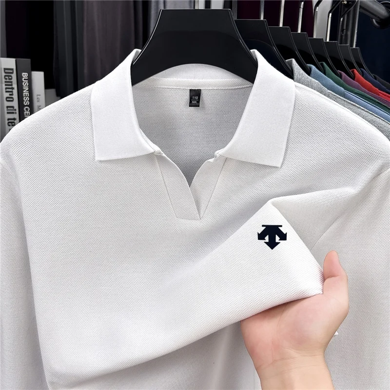 High End Quality Men's Original Lapel Print Polo Shirt Autumn Fashion 100% Cotton Long Sleeve T-Shirt Comfort Casual Men's Wear