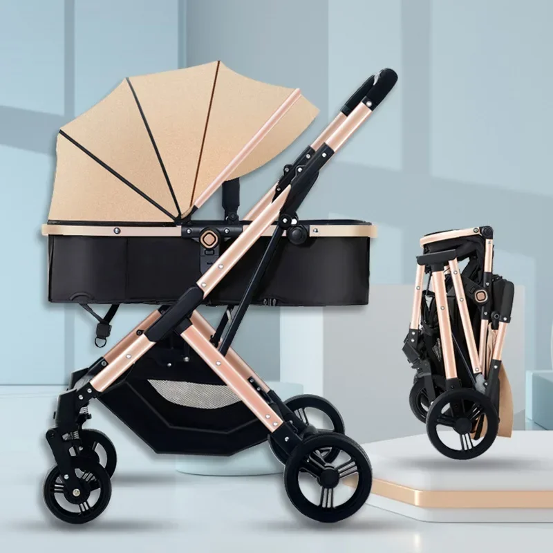 Baby Strollers Can Sit and Lie Down Lightly Fold High Landscape Shock Absorption Two-way Newborn Baby Strollers