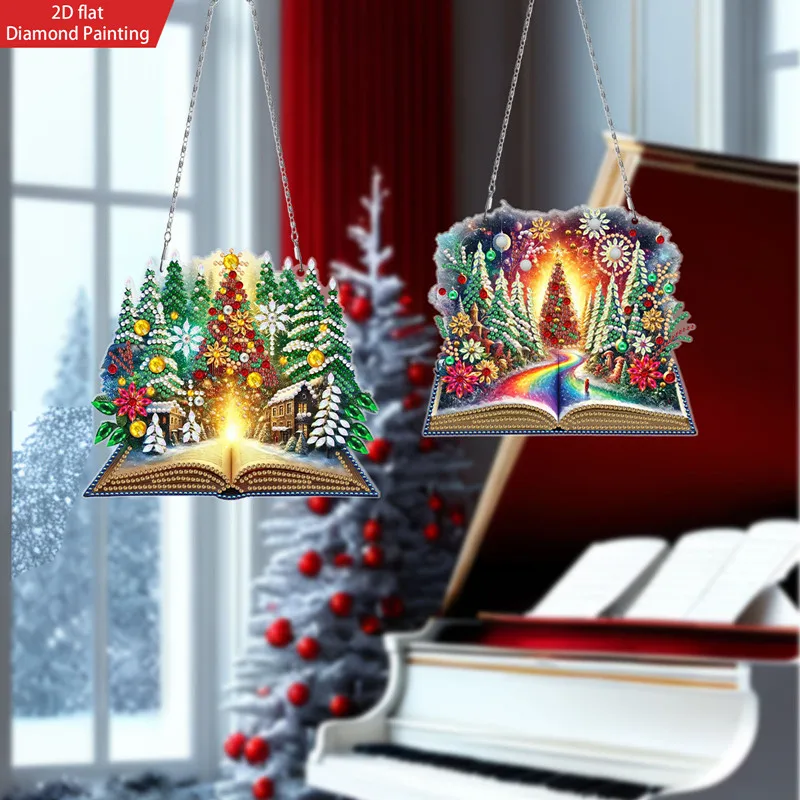 DIY 3-Piece Set Of Christmas Gift Diamond Painting Art Special Shaped Hanging Rhinestone Window Pendants Bedroom Decoration