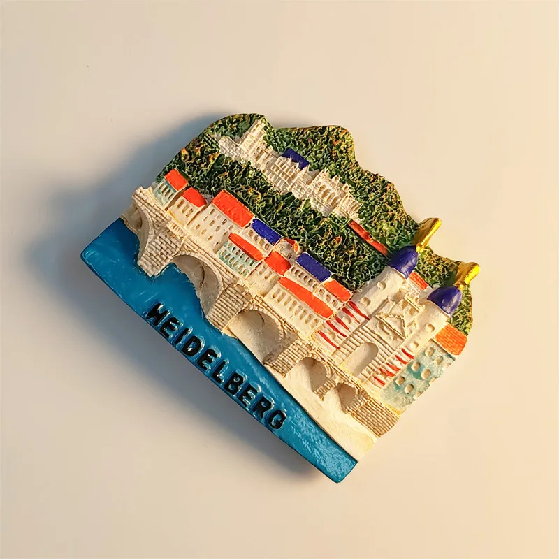 German Cultural Capital Heidelberg Landmark Attraction Tourist Souvenir Hand-painted Magnetic Fridge Magnet Resin Material