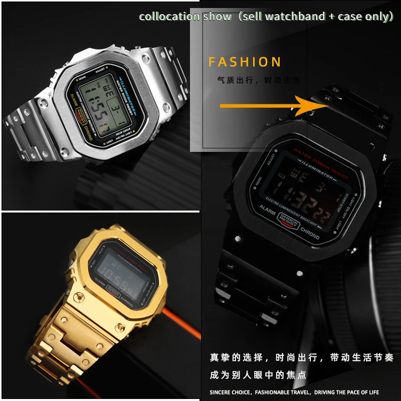 Stainless steel suit For Casio G-SHOCK metal Bezel case strap For DW5600 GW-M5610 GW-B5600 GWM5610 Modified cool style watchband