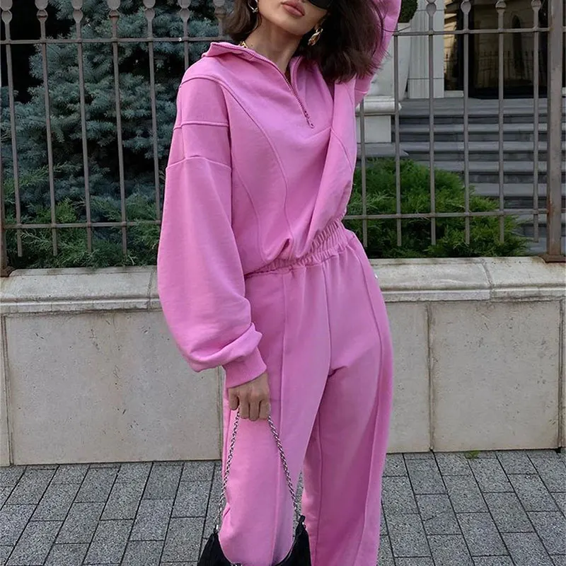 2022 Fashion Streetwear Lady Tracksuit Women Solid Loose Long Sleeve Top Wide Leg Pants Female Suit Autumn Casual Sweatshirt Set