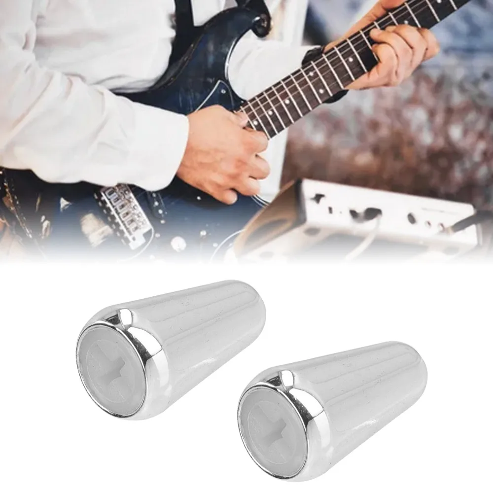 2pcs 3 Way/5 Way Switch Guitar Pickup Switch Caps​ ​Silver/​Gold/Black Brass Shell ​Pickup Selector Switch Knobs​