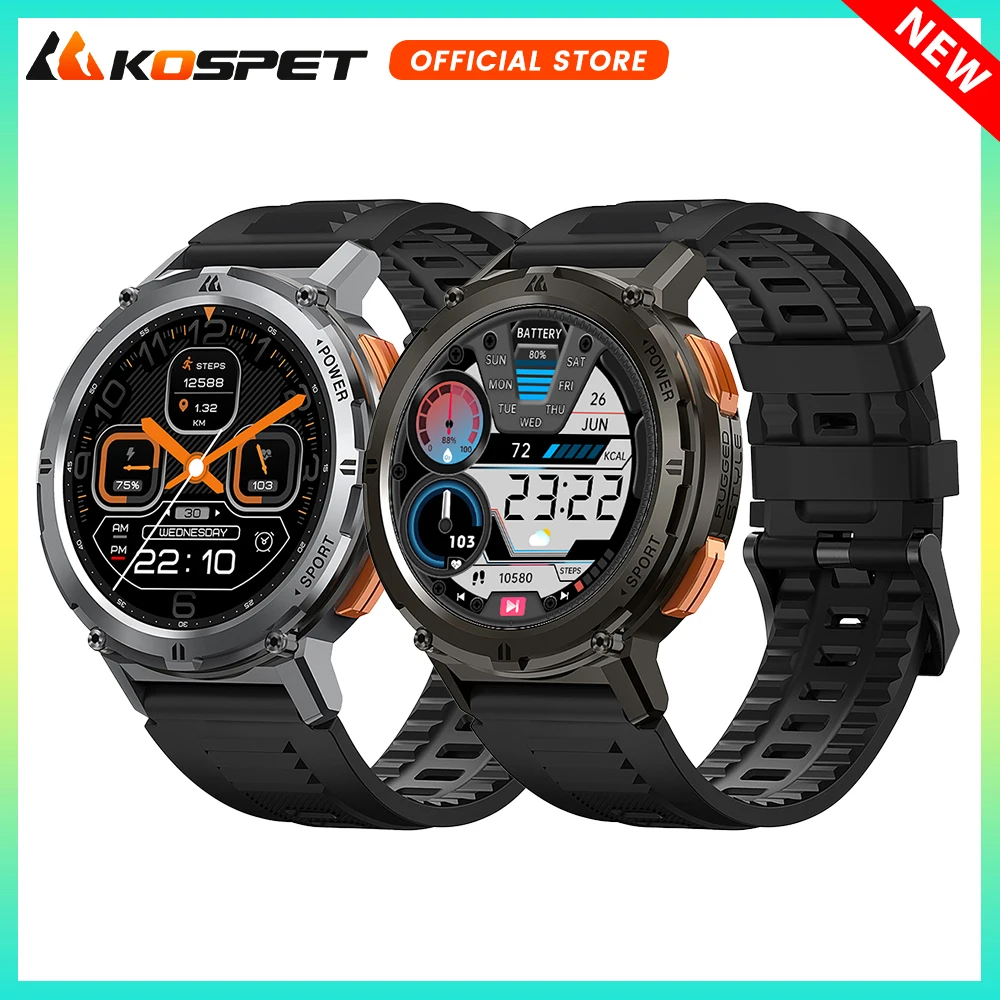 Original KOSPET TANK T2 Ultra Military Smart Watch Men Smartwatch Women Fitness Electronic Watches AMOLED AI Voice AOD Bluetooth