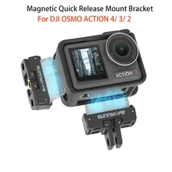 Magnetic Quick Release Mount Bracket For DJI Action 2 3 4 Ultra-light Aluminum Alloy Adapter for DJI Osmo Action 4 AccessorIes