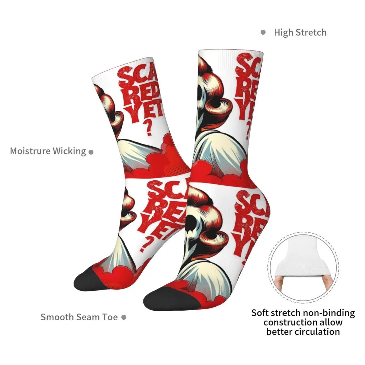 Scared Yet Halloween Collection Socks Harajuku Soft Stockings All Season Long Socks Accessories for Unisex Birthday Present