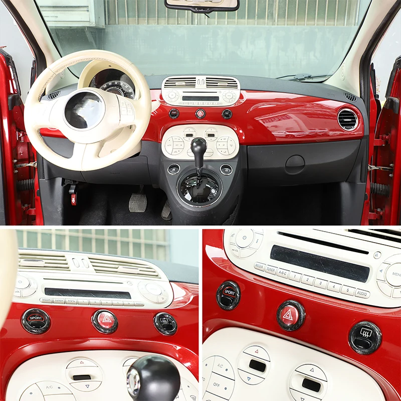 

Для Fiat 500 Abarth 595 695 2007-2026+ Декоративная круглая наклейка из настоящего карбона для автомобиля, с двойным световым режимом, аксессуары для авто