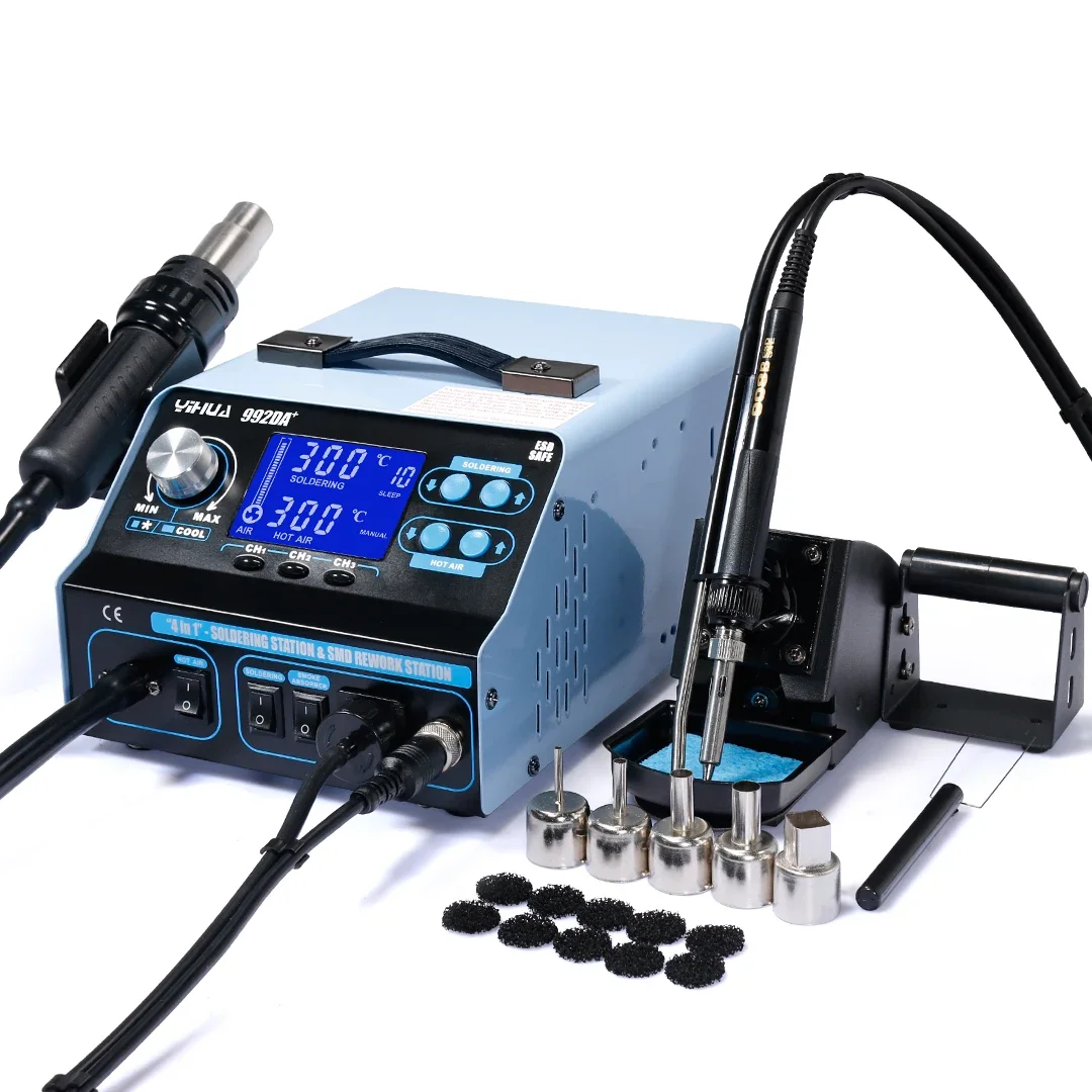 YIHUA 992DA+ hot air desoldering station heat gun soldering iron smoke absorb BGA SMD soldering rework station