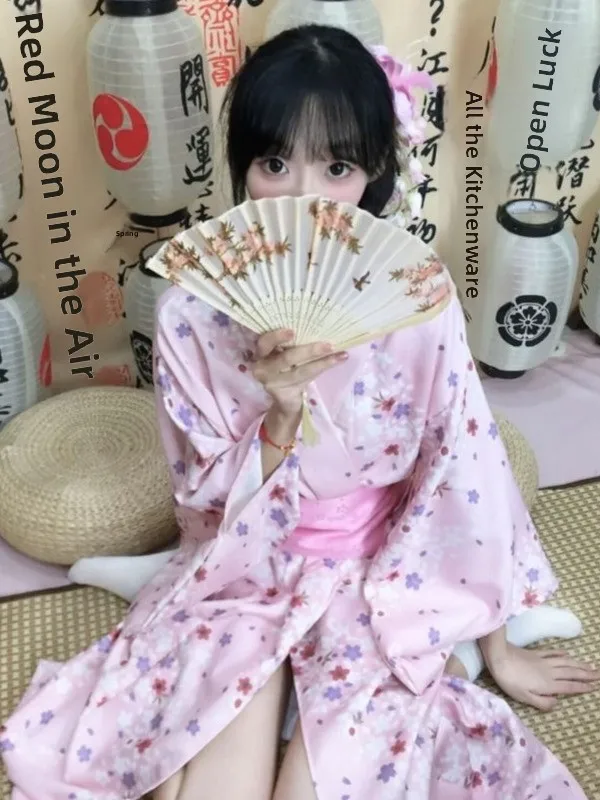 

Japanese Style Photography Kimono Girls Dress Traditional Reformed Hanfu Photography Dress Female Spring Season Online Sales
