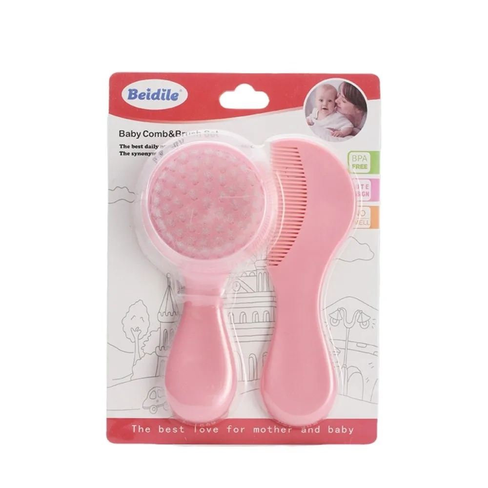 

2 PCs Scalp Massage Baby Hair Comb Brush Set Daily Head Care Set Plastic Newborn Hair Brush Soft Nylon Soft Bristle Scalp Brush