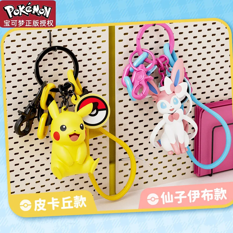 6 Styles Pokemon Cartoon Pikachu Gengar Sprigatito Fuecoco Quaxly Sylveon Keychain Pendant Backpack Decorations Car Key Pendant