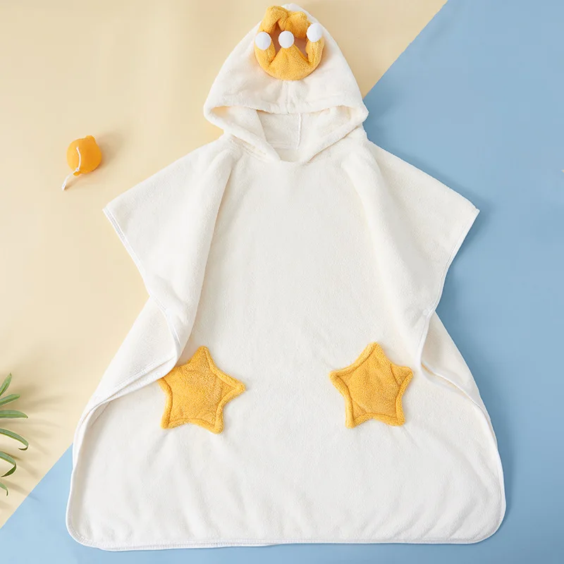 Baby Robe Bath Towel Crown Hoodies Girls Boys Blanket Kids Soft Bathrobe Pajamas Kids Clothing Thickened Windproof