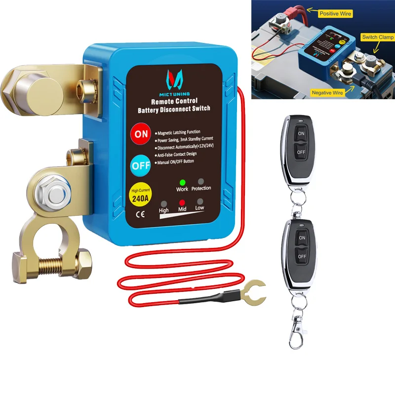 

MICTUNING Car Kill Switch Anti-Theft Remote Control 12V 240A Battery Disconnect Isolator Switch Automatic Power Shut Off