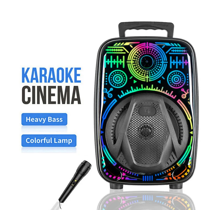 8-Inch Portable Bluetooth Audio Microphone Outdoor Portable Subwoofer Microphone Karaoke Card Square Dance Speaker