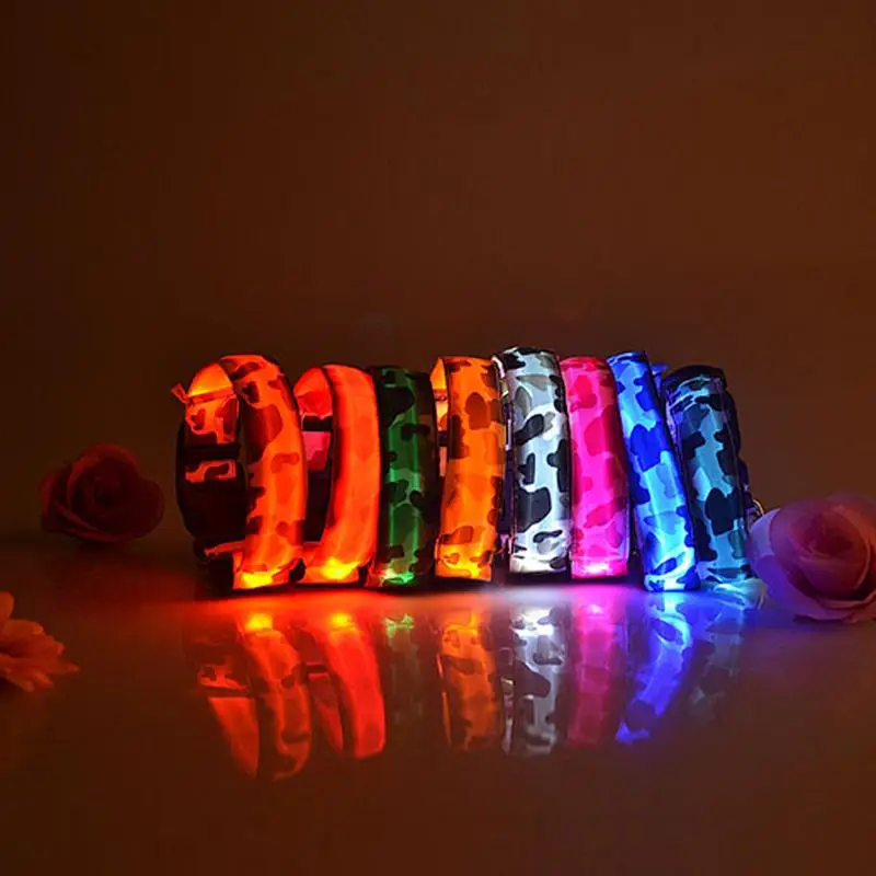 LED Dog Collar Luminous Adjustable Glowing Collar for Dogs Pet Night Safety Nylon Collar Safety Cats Puppy Pet Supplies