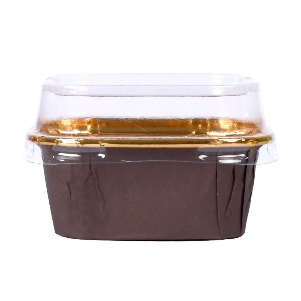 50pcs Brown Letters Muffin Cupcake Paper Cups Square Cupcake Liner Baking Muffin Box Cup Case Tray Birthday Cake Party Decor