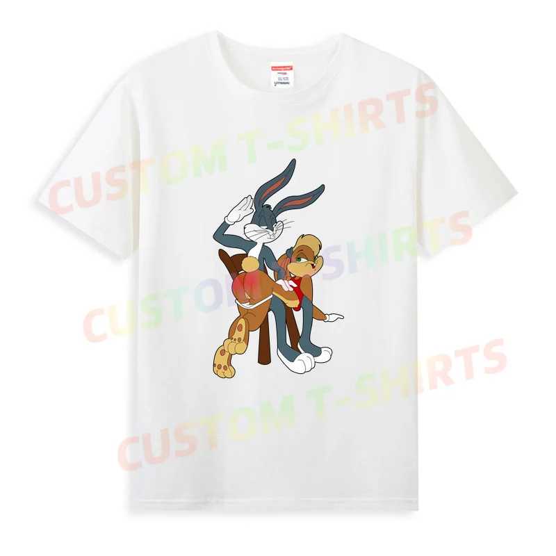 

2024 Men Bugs Bunny T Shirt Casual Spanking Lola Bunny T-shirt Graphic Summer Short Sleeve 100% Cotton Streetwear S-3XL Cool Tee