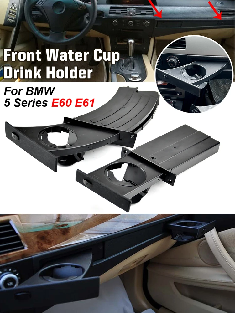 Porte-gobelet droit pour BMW, magasins avant, clics T1, supports noirs, E60, E61, M5, 525i, 528i, 530i, 535i, 51459125622-51459125626, 2004, 2010