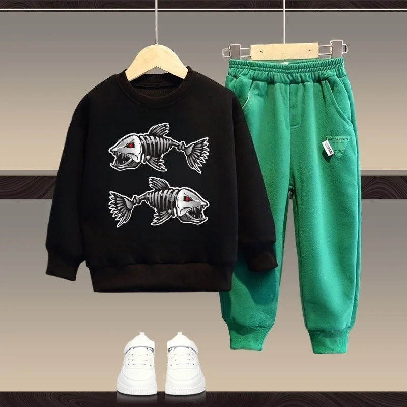 Herfst Kinderen Jongen Kleding Set Kid Meisjes Cartoon Gedrukt Sweatshirts Trui Top En Broek Pak Lange Mouw Trainingspakken