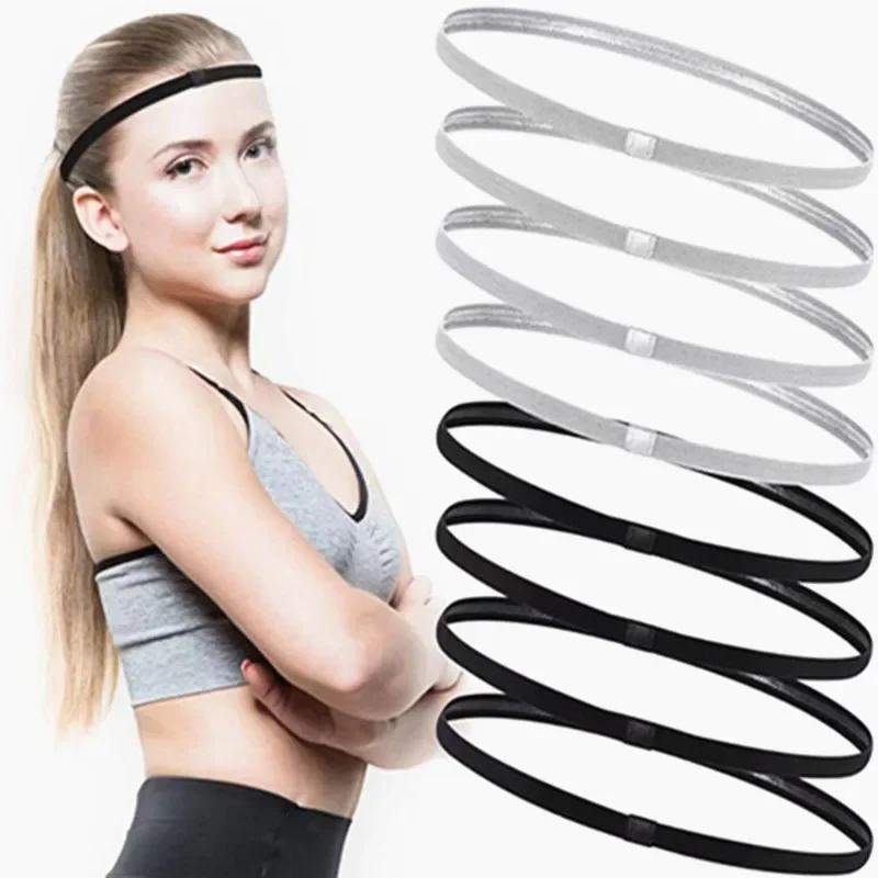 Silicone Non-slip Sports Headband Elastic Outdoor Sports Sweatband Men Women Gym Running Yoga Hair Band Football Tennis Headwrap