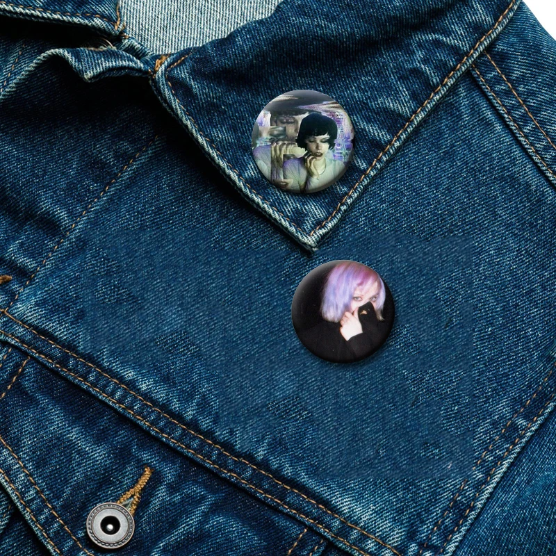 I Love Crystal Castles Creative Brooch Round Badge Music Band Album Cover Aesthetic Pins for Clothes Decor Bag Accessories Gifts