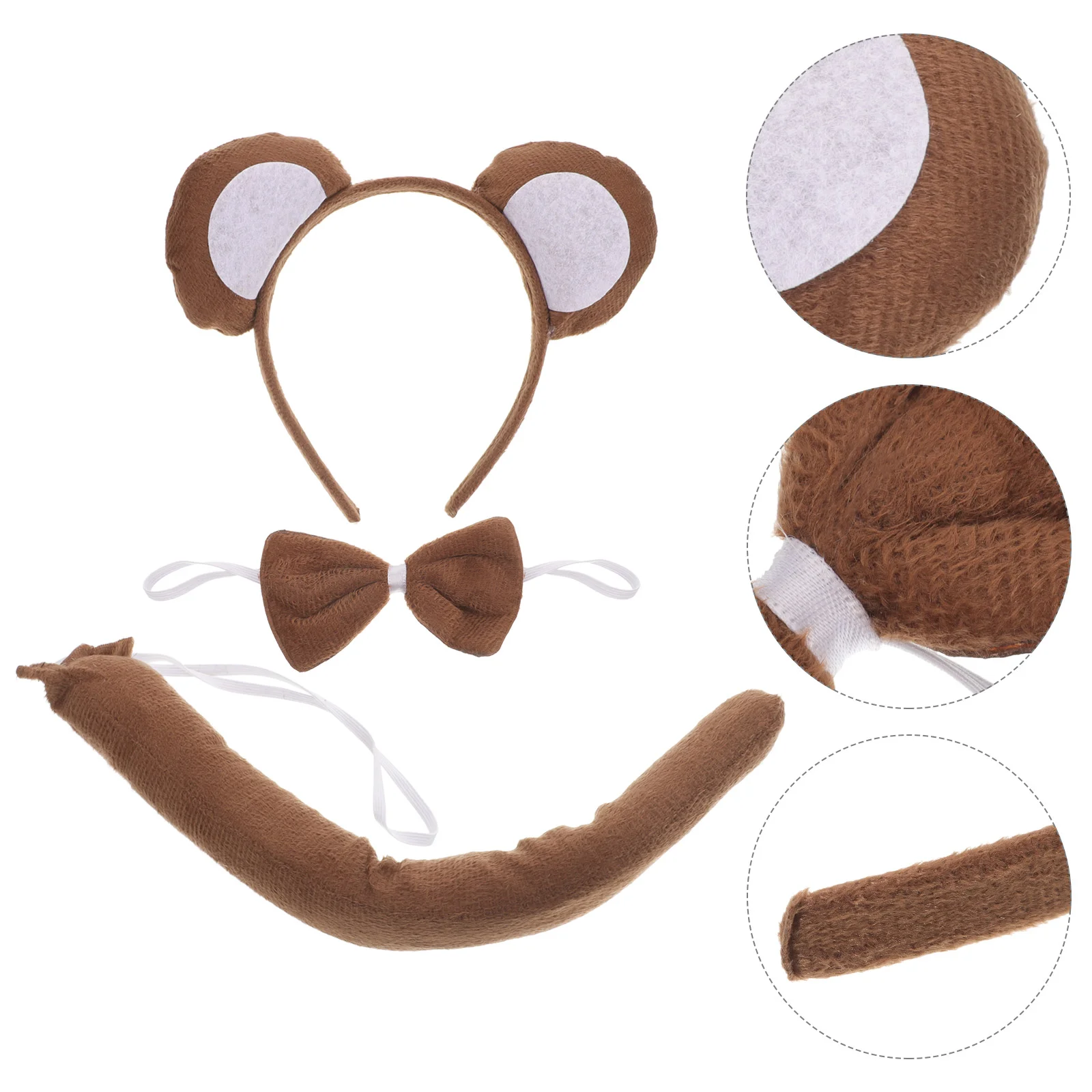 

3 Pieces Party Dress Monkey-themed Costume Cartoon Headband Prom Supplies Kids Bow Tie Fun Tail