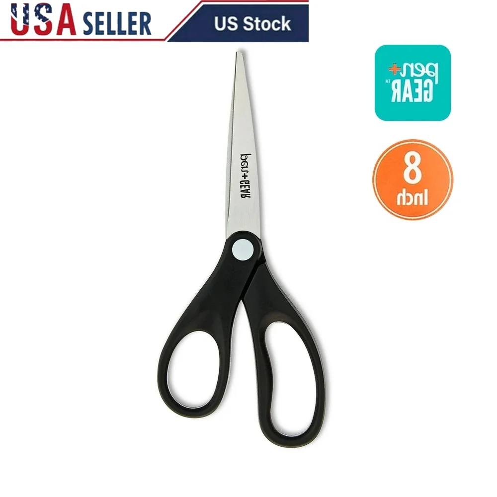 8-Inch All-Purpose Stainless Steel Scissors Home Office Crafting K-12 Classroom Durable Lightweight Kid Adult Friendly