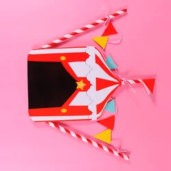 2 Sets Reusable Paper Cake Picks Circus Clown Decor Birthday Wedding Party Supplies Fruit Cupcake Appetizer Food Topper