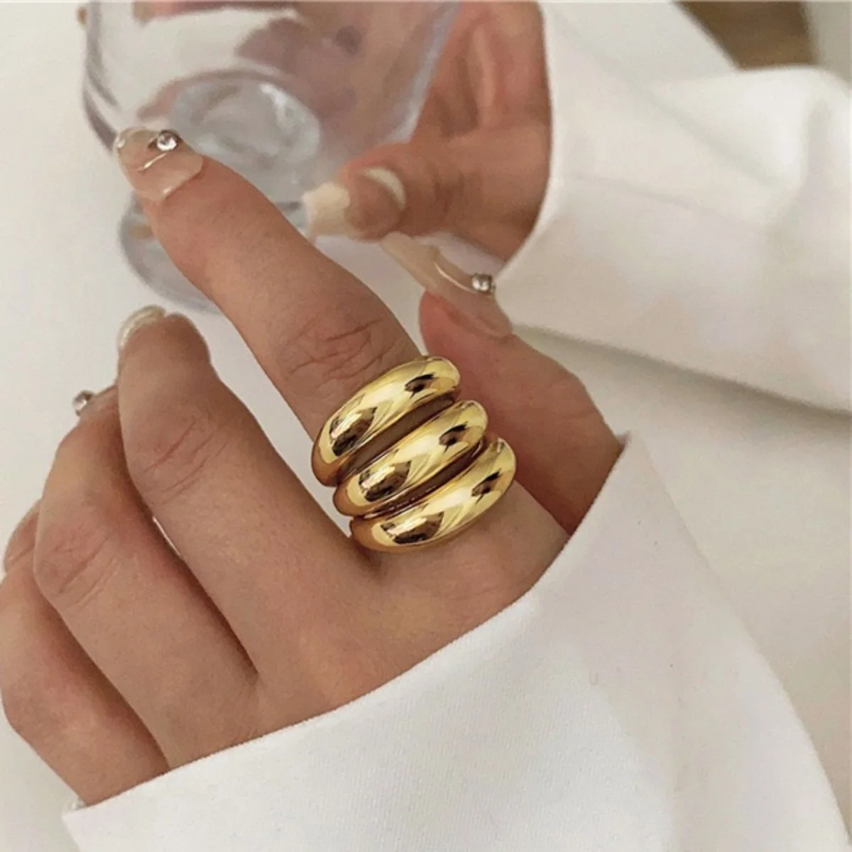 2024 New Personality Multi-layer Open Ring for Women Vintage Rings Fashion Jewelry Gift