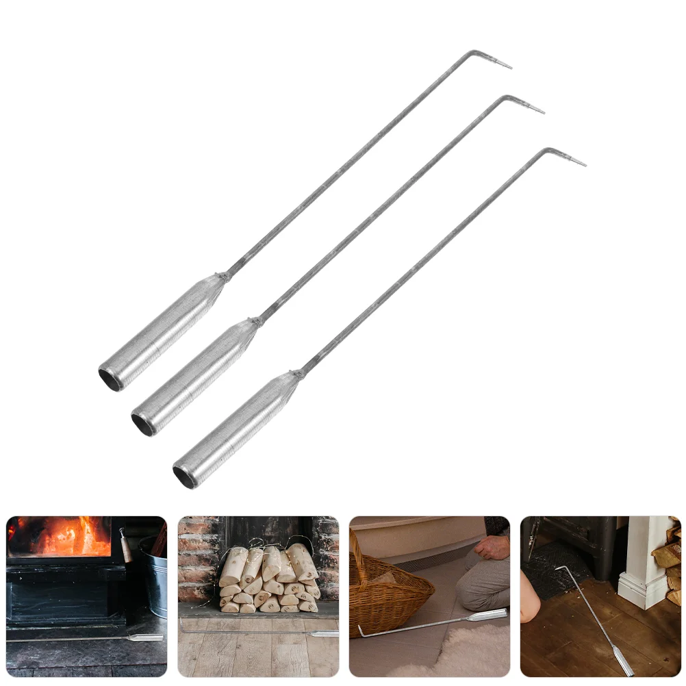 3 Pcs for Fire Pit Outdoor Briquette Hook Accessories outside Household Fireplace Poker Indoor