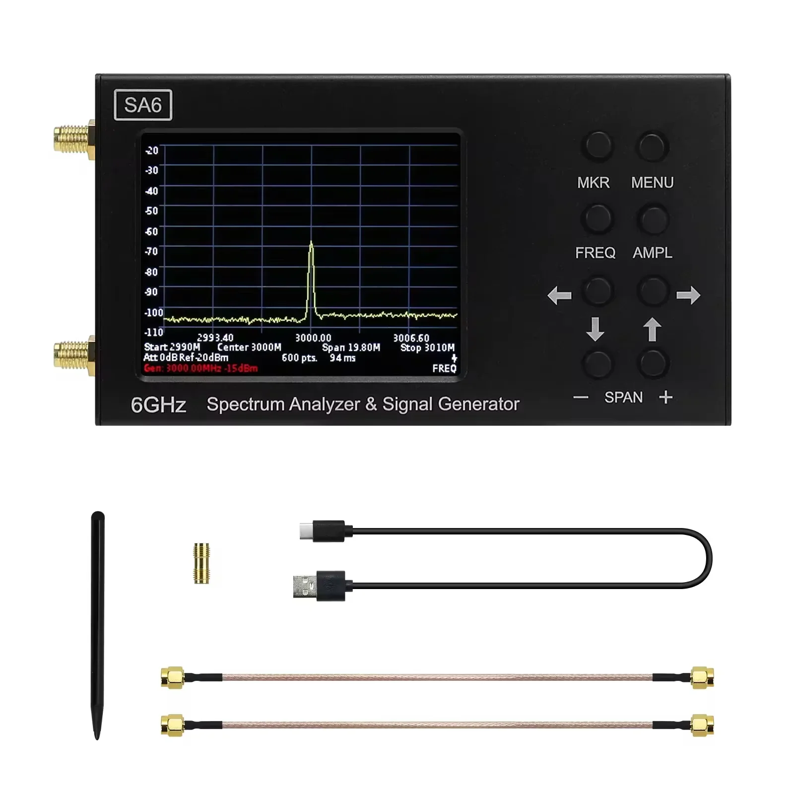 SA6 Upgraded HTOOL-SA8 Spectrum Analyzer 35-6200MHz Signal Generator 6G Signal Source Measurement Radio Signal Direction Compass