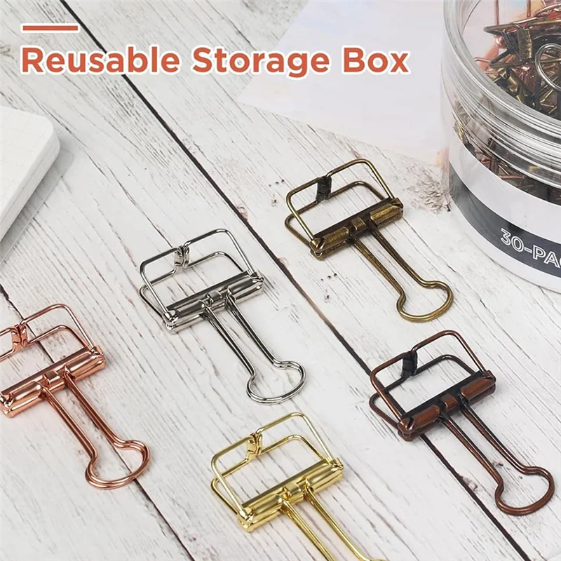 

Practical-30-Pack Metal Wire Binder Clips- Hollow Paper Clips For Paperwork, Crafts, Sewing, Office & School Supplies